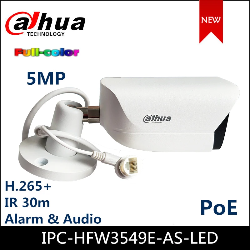 

Dahua IP Camera IPC-HFW3549E-AS-LED 5MP Full-color Fixed-focal Warm LED Bullet WizSense Warm LED Built-in Mic Motion Detection