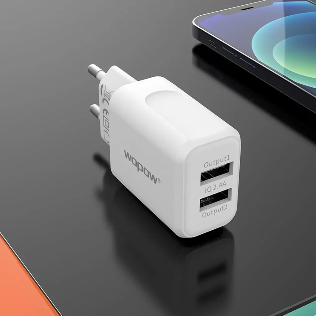 

WOPOW 5V 2.4A Smart USB Charger 2 Ports Quick Charger Adapter Travel Fast Charging Adapter For Phone USB Charging Head