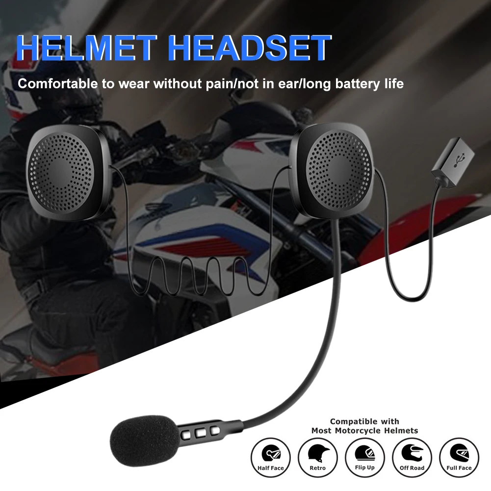 

BT-compatible 5.0 Motorcycle Helmet Headset Wireless Stereo Earphone with Microphone Auto Answering Waterproof Helmet Earphone