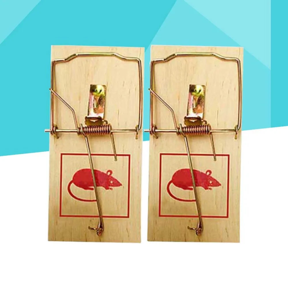 

2pcs Wooden Traps Reusable Bait Mice Vermin Rodent Home Garden Mousetraps Trap - Size
