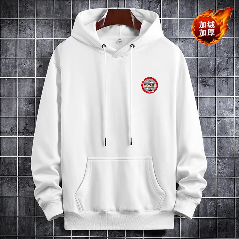 

2021 Autumn and Winter Plus Velvet Sweater Men's Trendy loose Hooded Jacket Wild Casual Handsome Oversized Student Jacket