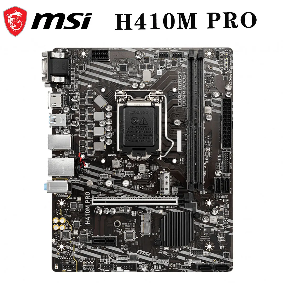 Kaufen 100% MSI H410M PRO Mainboard LGA 1200 DDR4 64GB PCI-E 3,0 M.2 SATA USB 3,2 Intel H410 Neue Desktop Micro ATX Computer Motherboard