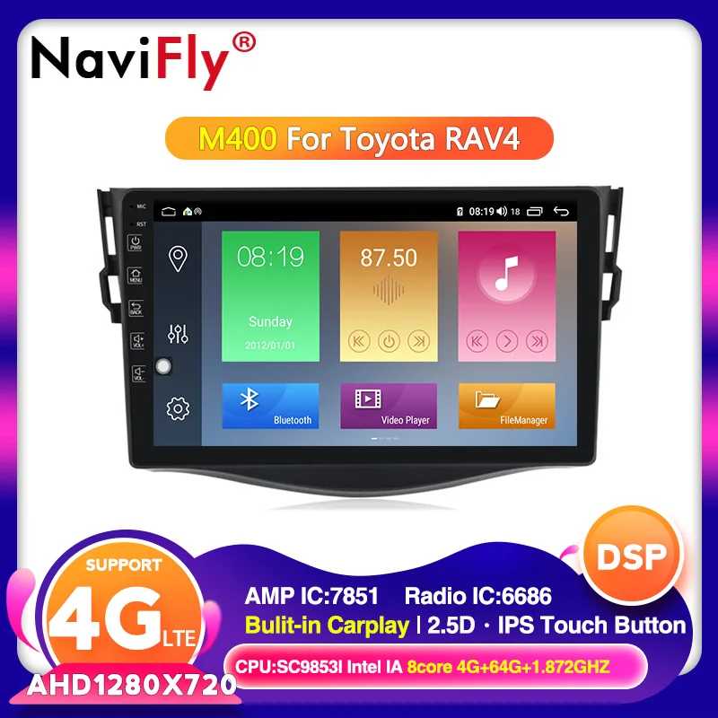 8 ядер 4 грамма IPS DSP Android 10 фотомагнитола мультимедийный плеер для Toyota RAV4 2007 2008 2009
