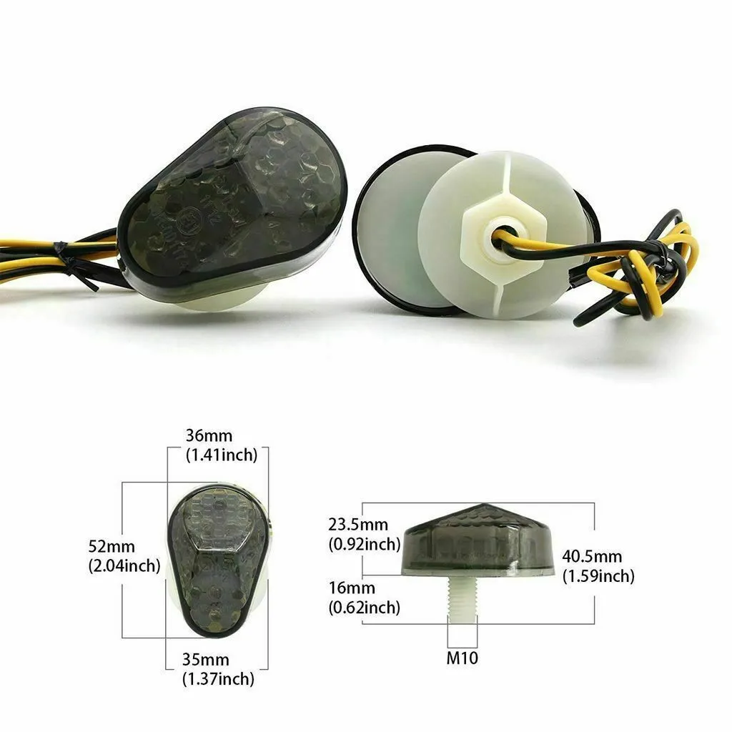 

Smoke Lens Motorcycle Turn Signal Lights 12 LED 2X Blinker Flush Mount