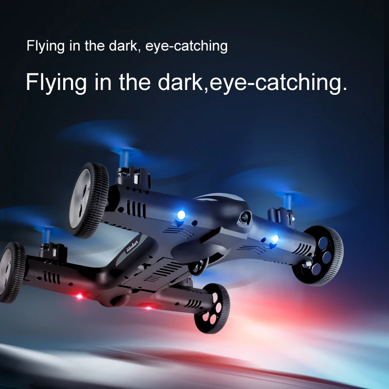 Радиоуправляемый Дрон 2 в 1 игрушечный автомобиль с 4K HD камерой с дистанционным управлением Квадрокоптер со светодиодными ночными лампами для детских игрушек синий оранжевый
