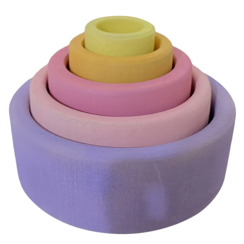 

Colorful Baby Wooden Toys Stacking Blocks /Rainbow Unpaint Nature Wood Stackable Bowls Kids Montessori Toy