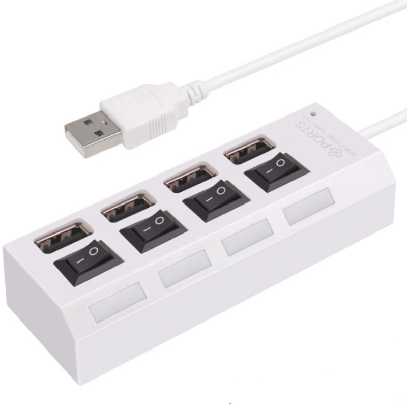 Двойной 4-портовый USB 2 0 с переключателем ВКЛ./ВЫКЛ. светодиодный компактный