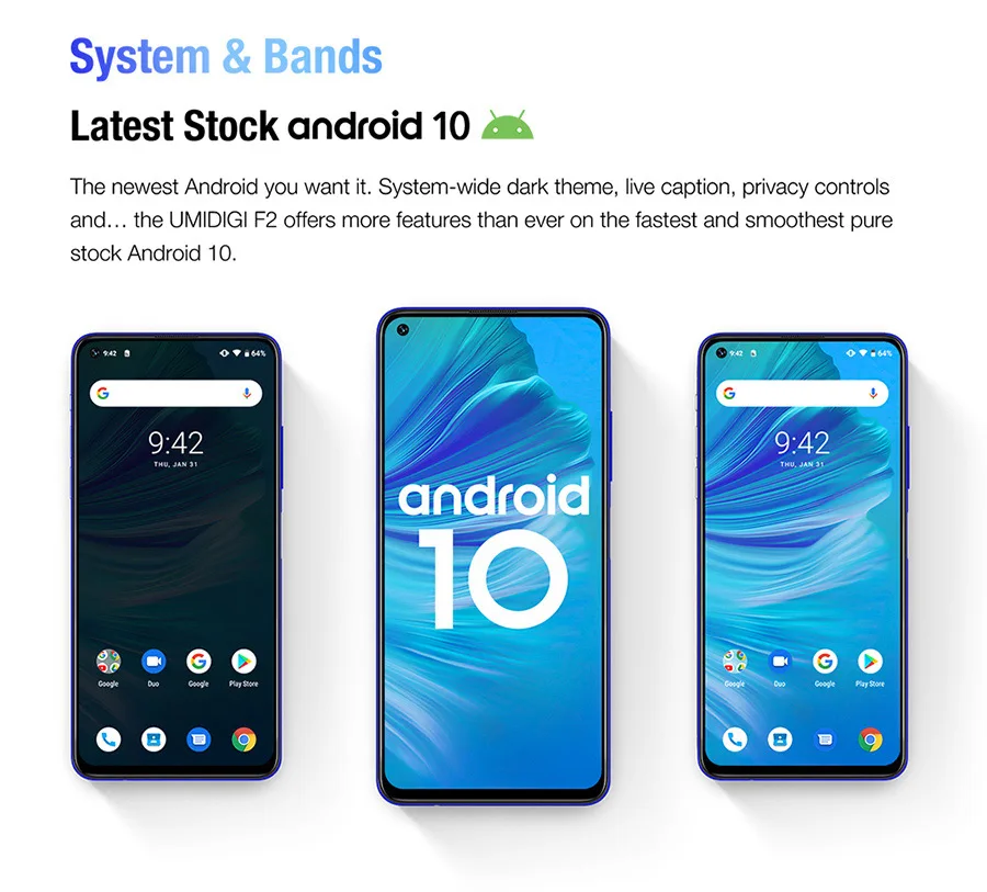 UMIDIGI F2 Android 10 глобальная версия 6,5" FHD+ 6GB 128GB 48MP AI Quad camera 32MP Selfie Helio P70 мобильный телефон 5150mAh мобильный телефон