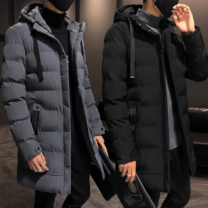 

Outono Outwear Outwear Roupas Clássico Bolso à Prova De Vento Parka Mais Longo Quente Grosso Capuz Parkas Jaqueta Casaco