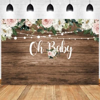 oh baby photo backdrop wooden happy birthday party flower baby shower photography background booth prop decor banner