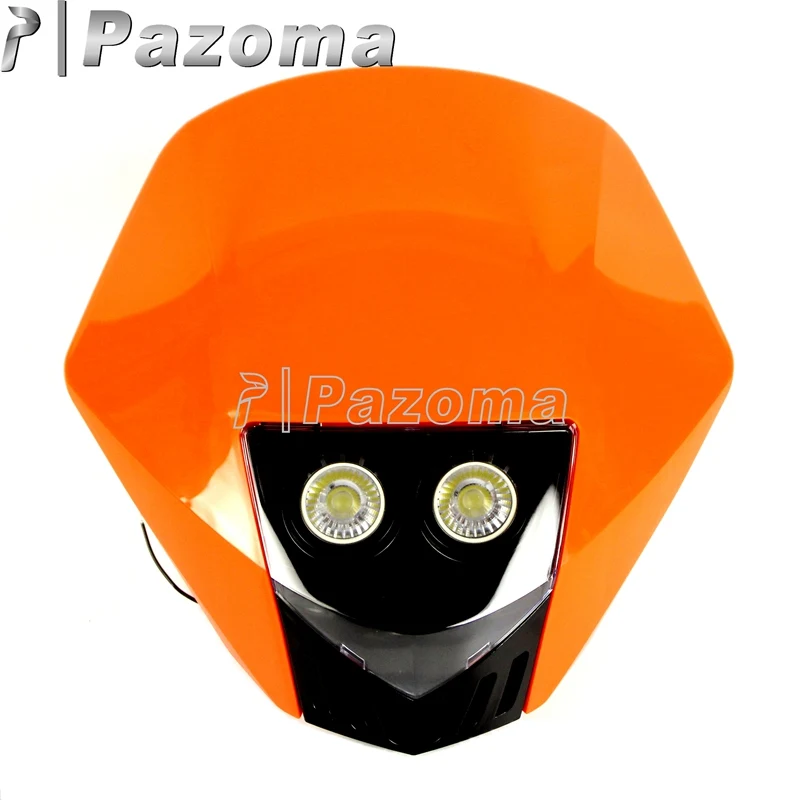 orange black Оранжевый Светодиодный Универсальный дорожный легальный супермото фара в комплекте HMX для мотокросса Dirt Bike налобный фонарь для KTM Honda Yamaha - Цвет: orange black
