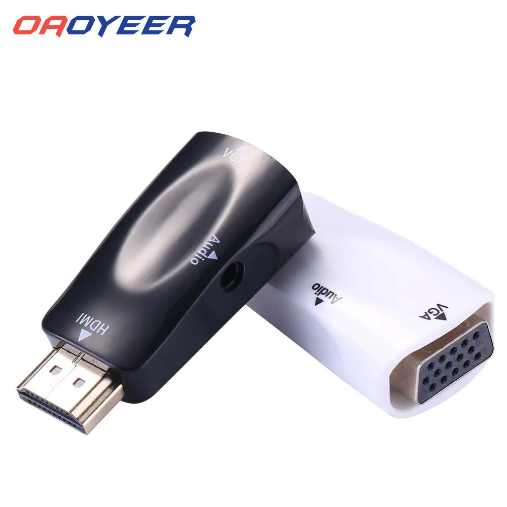 Совместимому с HDMI штекер переходник на гнездо VGA 15-полый штифт адаптер аудио