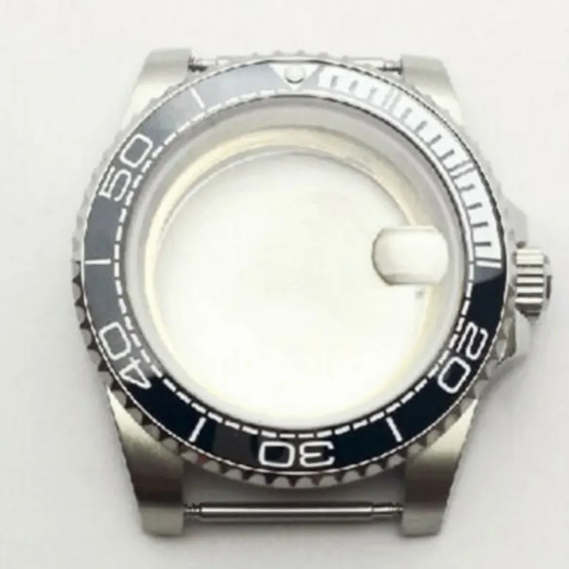 

40mm Insert Bezel Black White Ceramic Watch Case Sapphire Glass Solid/Seeing CaseBack Fit NH35A MIYOTA 8215 821A 8205 MOVEMENT