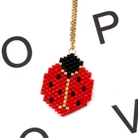 fairywoo bigbig ladybird necklace red jewelry lucky pendant necklaces womens necklaces jewelry golden stainless steel necklace