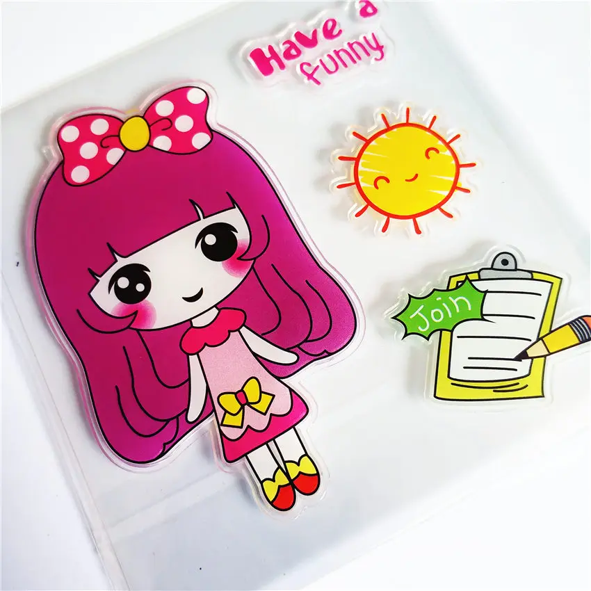 10.5x11cm Bow-tie girl Transparent Clear Stamps / Silicone Seals Roller Stamp for DIY scrapbooking photo album/Card Making | Дом и сад