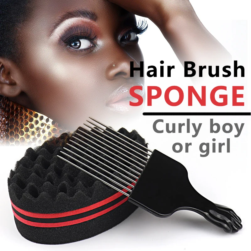 

Double-sided magic twisted fear hairbrush wavy sponge hair curling brush hairdresser styling tool, suitable for natural hair