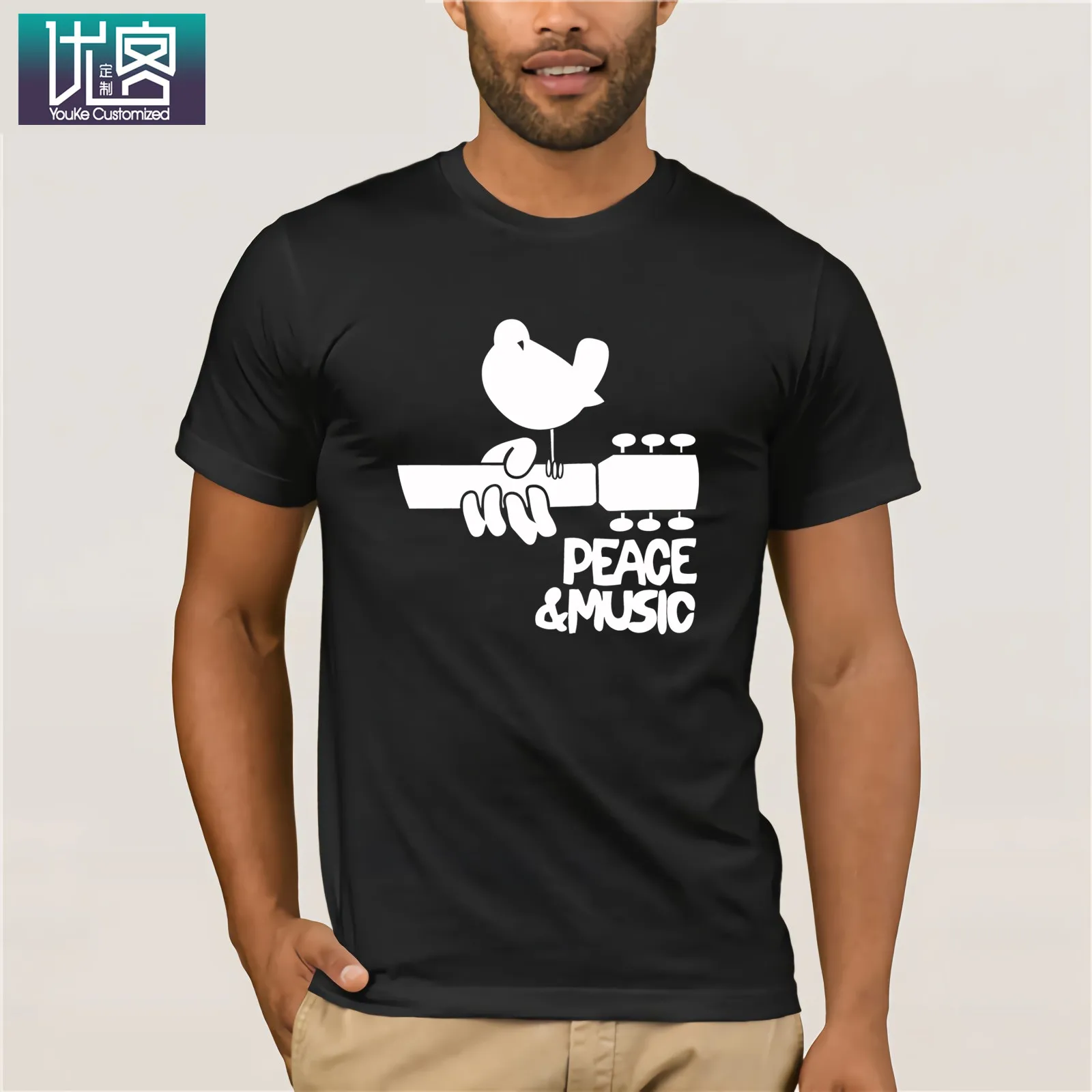 Woodstock музыкального фестиваля мужские гитара Футболка подарок на день отца матери