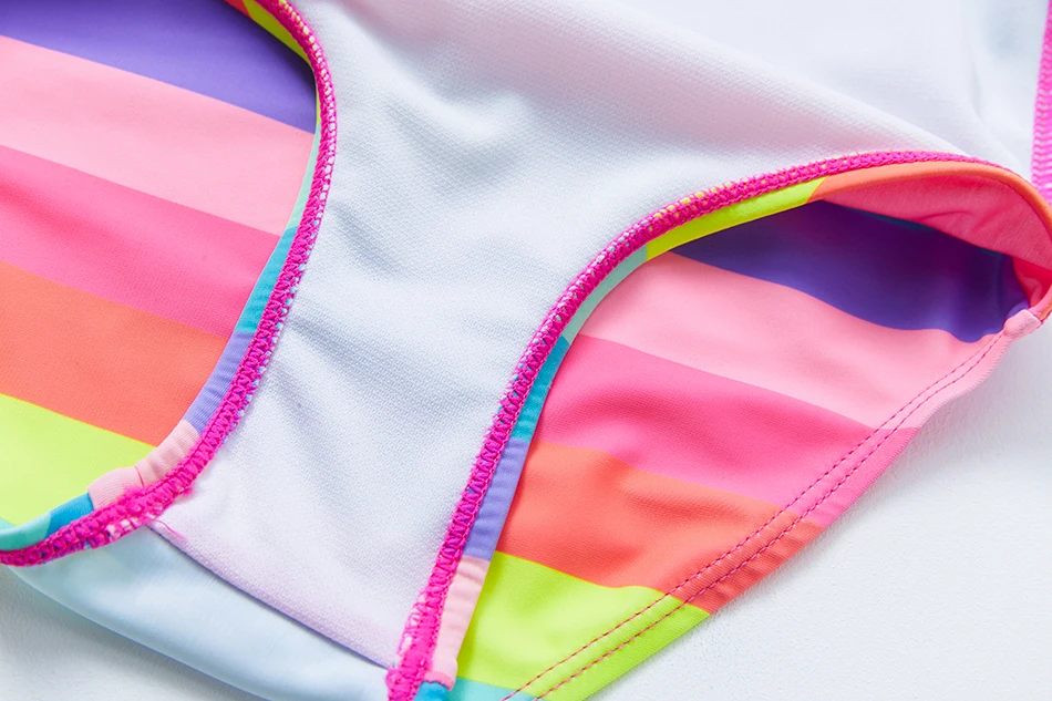 2021 Girls Swimsuit One Piece Oblique Shouldered 5-14years Striped Swimwear For Children With Bow | Спорт и развлечения