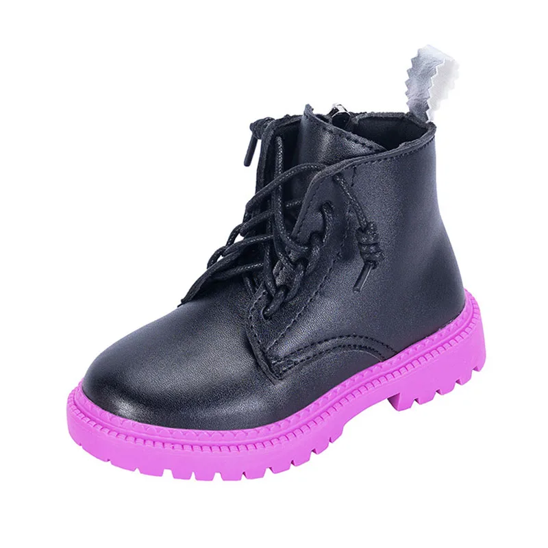 COZULMA Kids Autumn Candy Colors Ankle Boots Boys Girls Fashion High Shoes Children Lace-Up Size 26-36 |