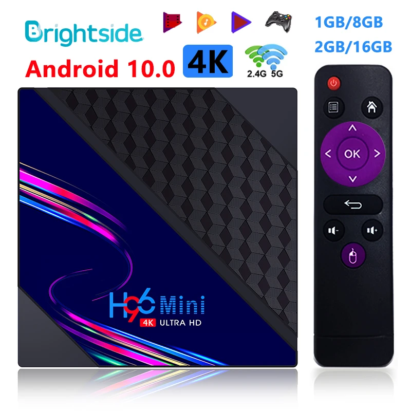 

Smart TV Box H96 Mini V8 RK3228A Android 10.0 4K Media Player 1GB 8GB 2GB RAM 16GB ROM TVBOX Set top Box Quad Core 2.4G&5G wifi