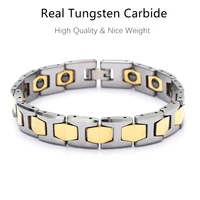 12mm silver plated tungsten carbide bracelet gold polished buckle health magnet bangle