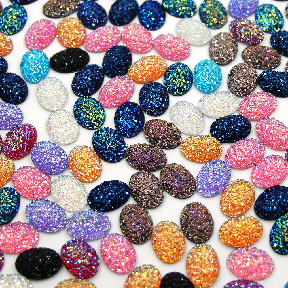 20 шт./лот овальные Стразы с плоской задней стороной кабошон со стразами 13x18 мм