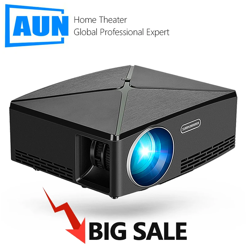 AUN Proyector C80 UP разрешение 1280x720 2200 люмен с Android wifi HD мультимедийный проектор для