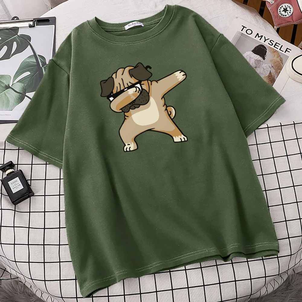 Новый 2021 Летняя мода вытирая футболка с Мопсом мужской в стиле хип хоп топы