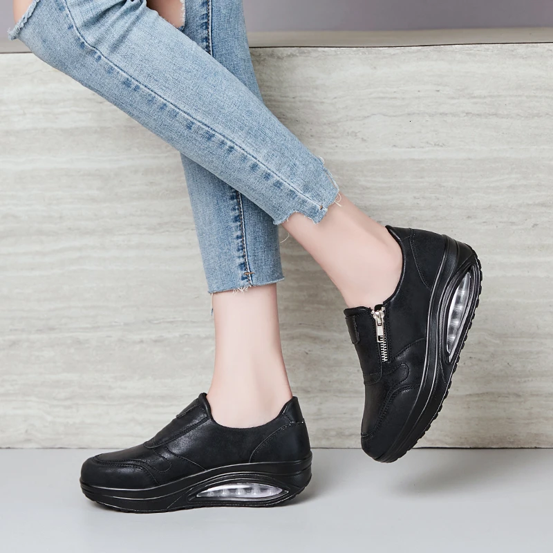 Кроссовки женские на танкетке водонепроницаемая обувь с воздушной подушкой