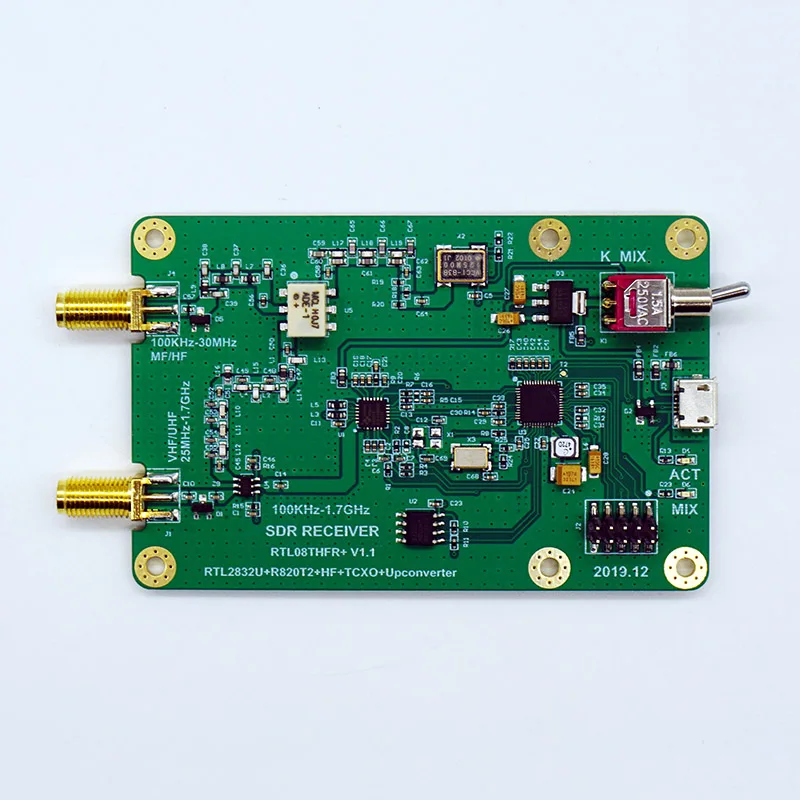 

RTL-SDR Demo board 100KHz-1.7GHz Upconverter+1PPM TXCO RTL-SDR Receiver RTL2832U+R820T2 SDR Radio RTL08THFR+ SDR