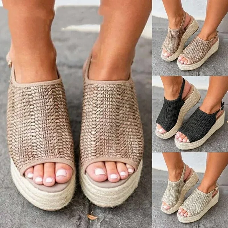 

Summer Women Sandals Peep Toe Platform Sandals With 6CM Wedges Shoes Women Summer Sandals High Heels shoes ladies 2021 wedges