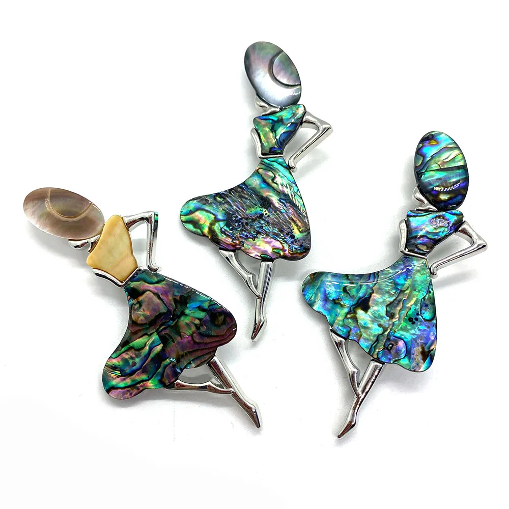 

Cute Abalone Shell Enamel Brooch Women's Charm Dance Ladies Exquisite Alloy Metal Retro Pin Gift Making Jewelry Accessories