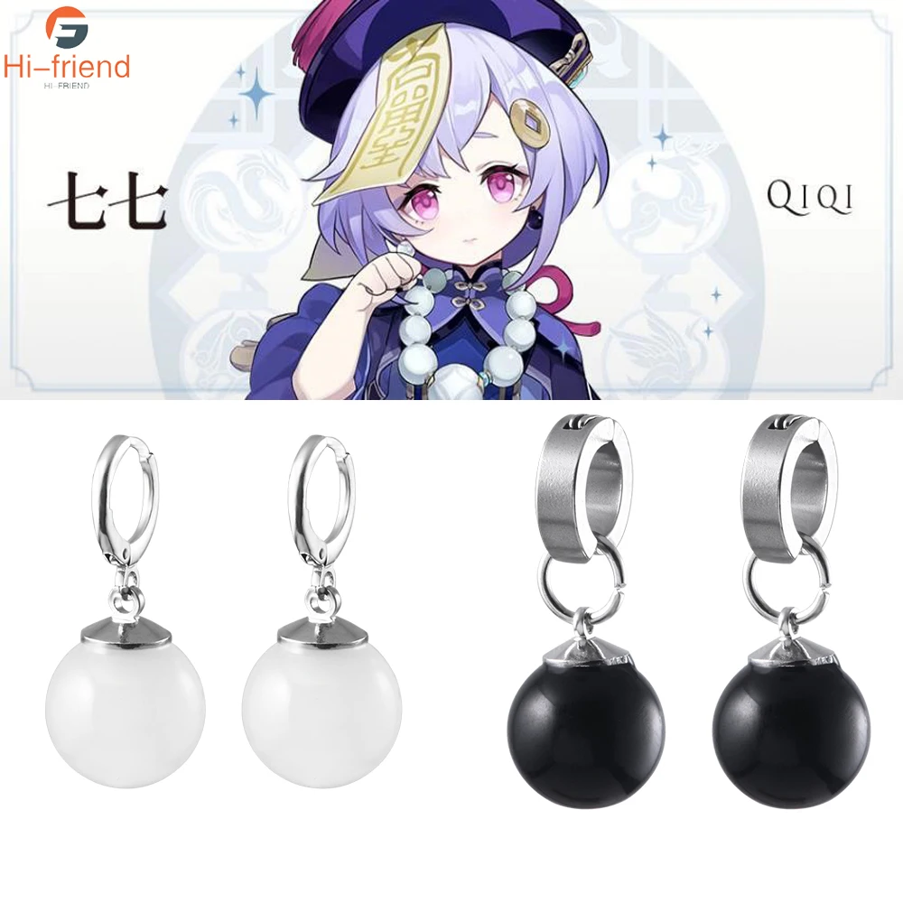 

Genshin Impact QiQi Earrings QiQi Cosplay Black White Prop Earrings Pendant Ear Clip Casual Accessories Party Jewelry