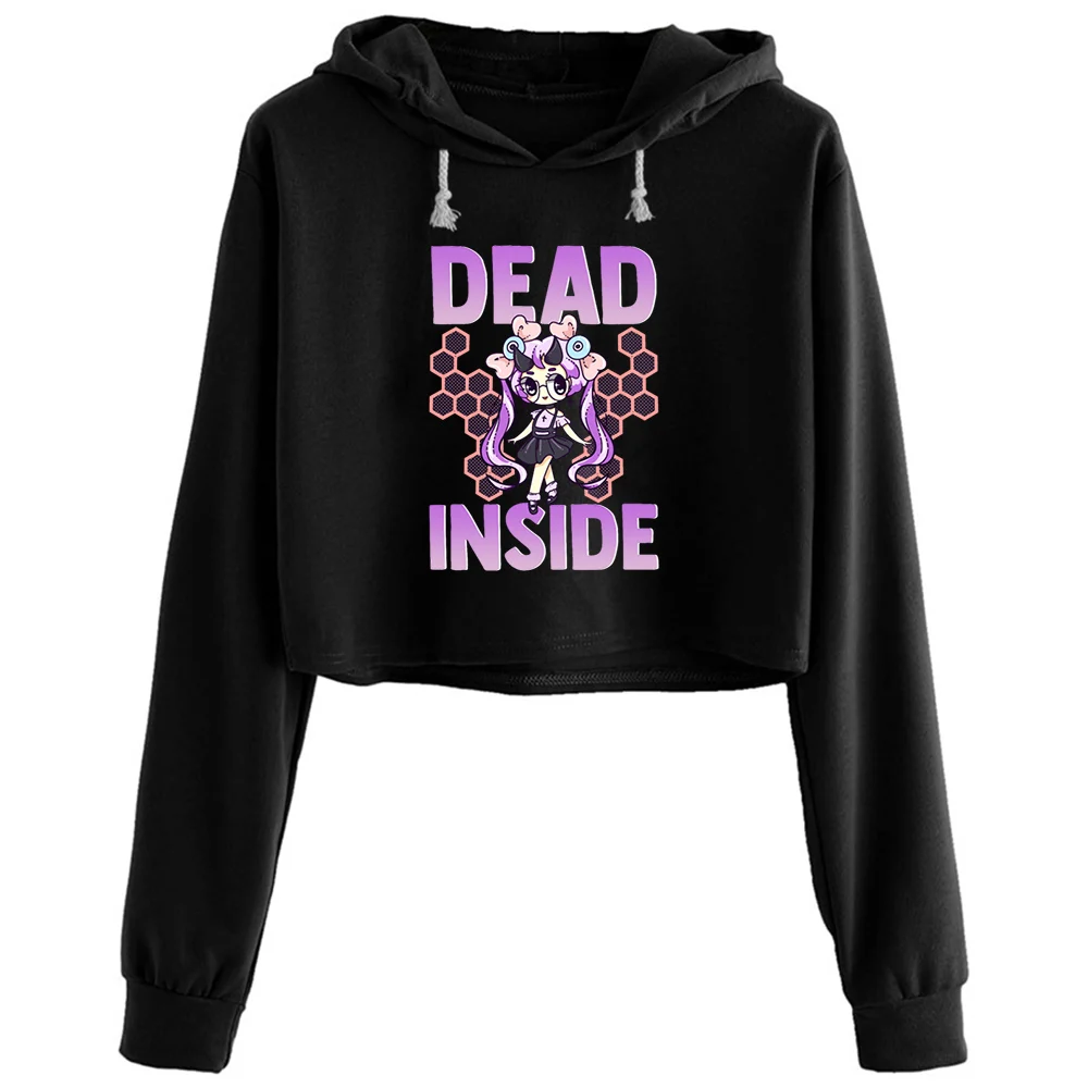 

Cute Emo Dead Inside Pastel Kawaii Anime Girl Crop Hoodies Women Korean Y2k Kawaii Goth Pullover For Girls