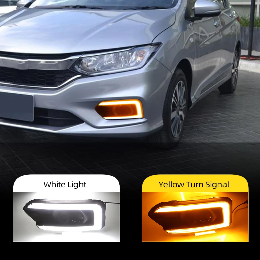 Автомобильный мигающий DRL 2 шт. для Honda City 2017 2018 2019 с желтым поворотным сигналом