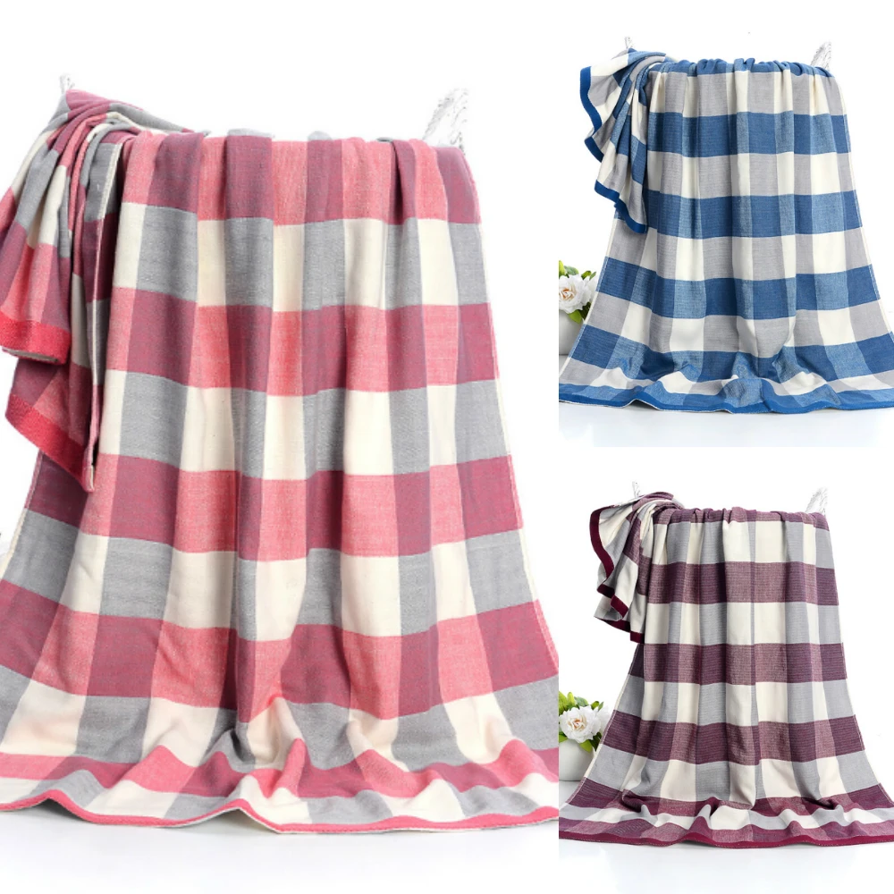 Простое банное полотенце в клетку супер впитывающее платье носимое мягкое
