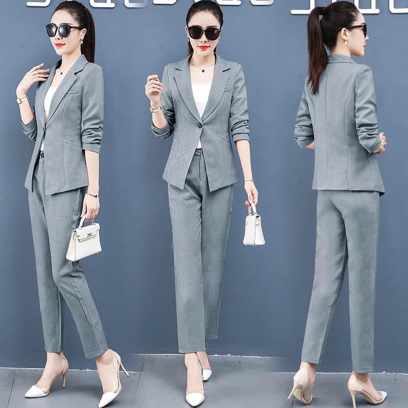 

Fashionable chic suit women blazer coat top pants new sweet fashion two-piece clothing set outfit business vogue office lady