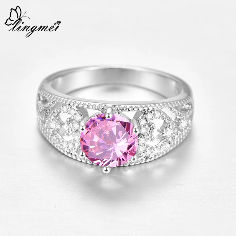 Lingmei Оптовая Продажа Изысканные круглые циркониевые свадебные кольца