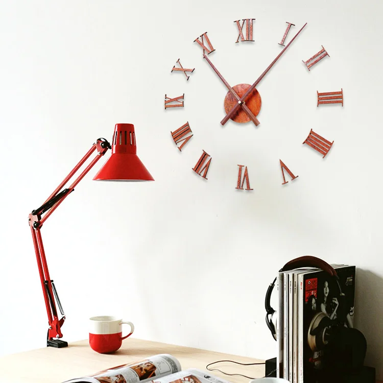 Roman Numeral Mute Wall Watch 3d Clock Vintage Old Rust Metal Texture Clocks Sticker Creative Fashion Nostalgic Stickers | Дом и сад