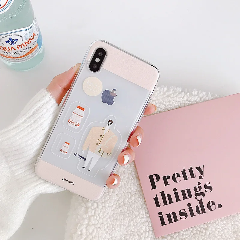 Для iphone 11Pro Max Чехлы Корея иллюстрация kawaii чехол для телефона coque iPhone 7 8 6s plus XS max
