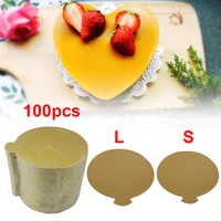100 pcs cake boards small round gold mousse cake cardboard set cupcake cake bas for wedding party cake pastry cup kitchen gadget