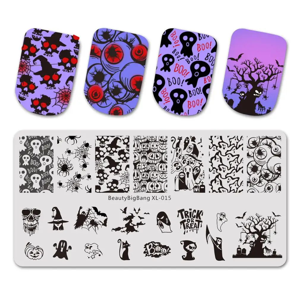 

Nail Stamping Plates Beautybigbang Stainless Steel Strip Skull Flower Image Stamp Nail Art Carimbo De Unha Stamping Nail Art