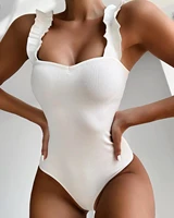2019 one piece swimsuit women white ruffle swimwear push up monokini bodysuit swimsuit female bathing suit summer beach wear