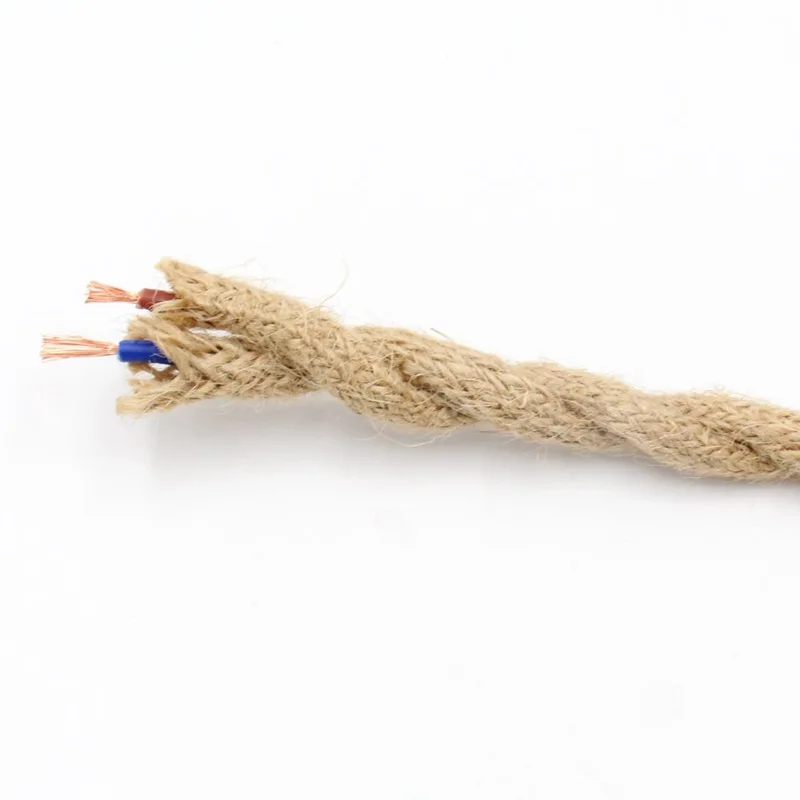

Vintage Rope Twisted Electrical Wire Hemp Rope Woven Textile Wire Twisted Cable Braided Retro Pendant Light Cord 2*0.75mm