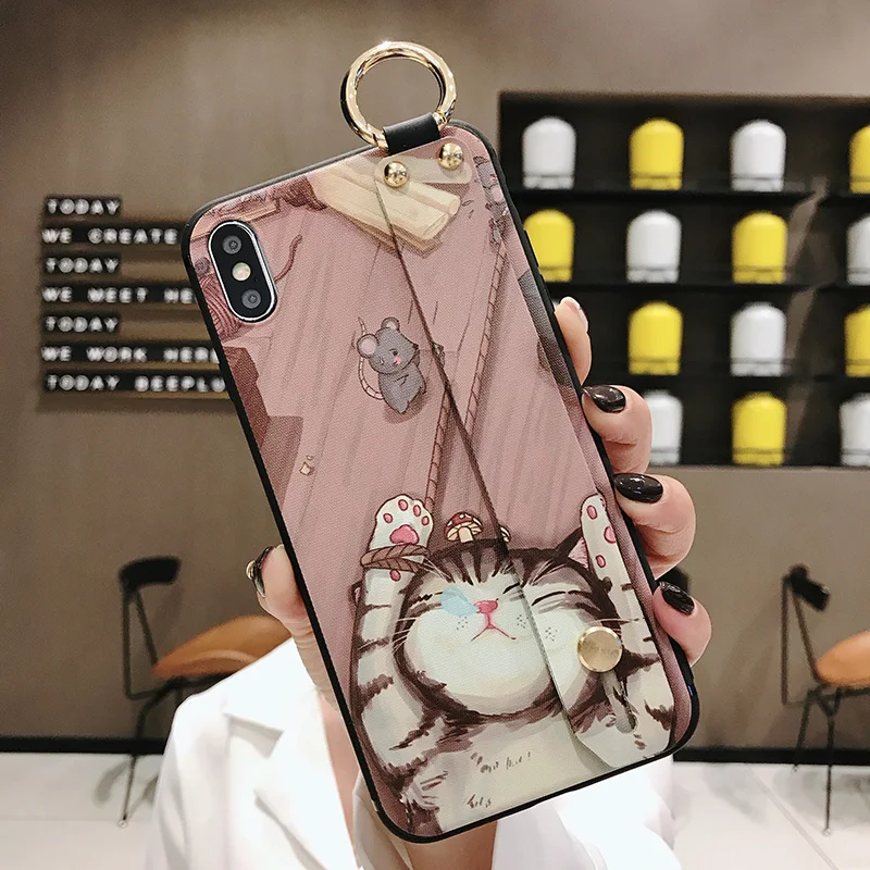 Мягкий силиконовый чехол для телефона для iPhone 6 6S 7 8 Plus X XS Max XR наручный ремешок чехол для телефона мягкий чехол силиконовый чехол