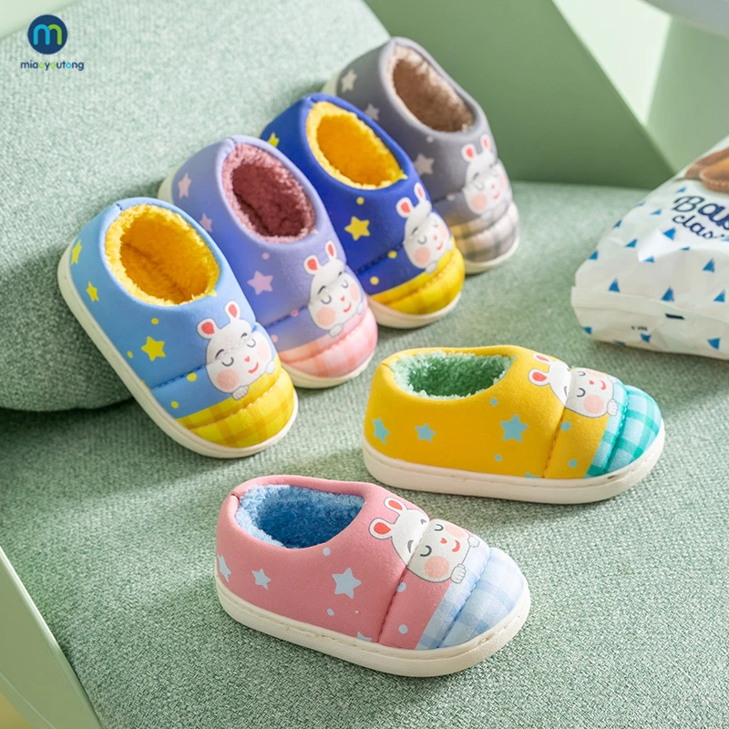 

Kids Cotton Winter Indoor Flip Flops Non-slip Cute Shoes Home Slipper Fashion Warm Children Baby Boys Girls Slippers Miaoyoutong