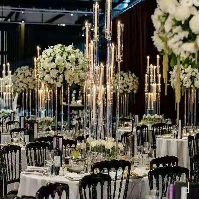 

Wedding Lighting Road Lead aisle Stand Crystal Candelabras Pillar Acrylic Transparent Wedding stage decoration 6 sets