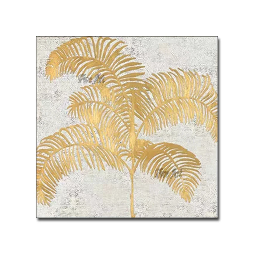 

100% ручная роспись, фольга Кокосовая, абстрактная масляная живопись, современное настенное искусство, гостиная, без рамки, картина, украшени...