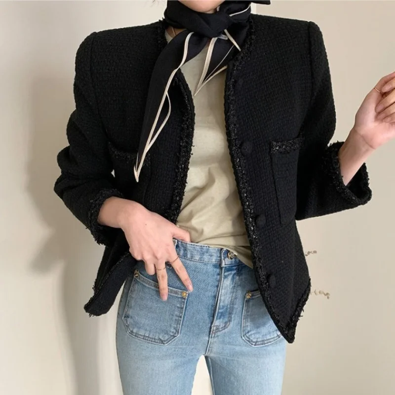 Женский твидовый Кардиган с длинным рукавом элегантный стильный жакет в клетку