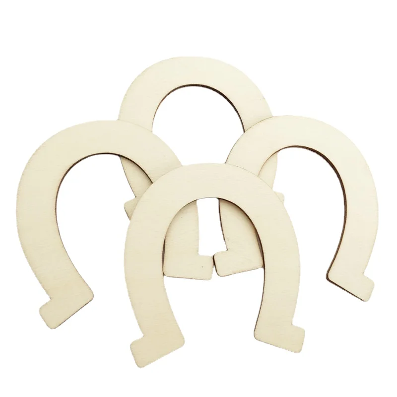 

10pcs Unfinished Wooden Horse Cutouts Wood Discs Slices Horse Horseshoes for DIY Crafts Home DIY Handicraft Birthday Party Decor